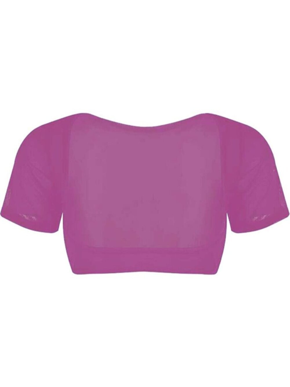 Women's Magenta Mesh Open Bust Short Sleeve Spandex Belly Dance Crop Top